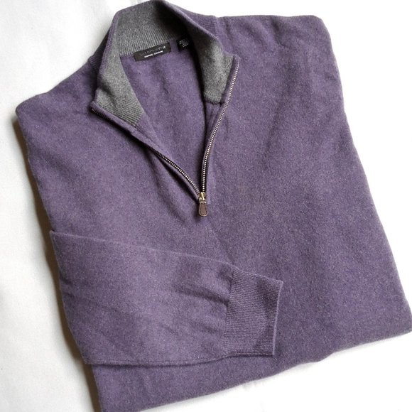 NEW Saks Fifth Avenue COLLECTION 1/4-Zip Mockneck Cashmere Pull-Over Sweater XXL - Picture 12 of 16